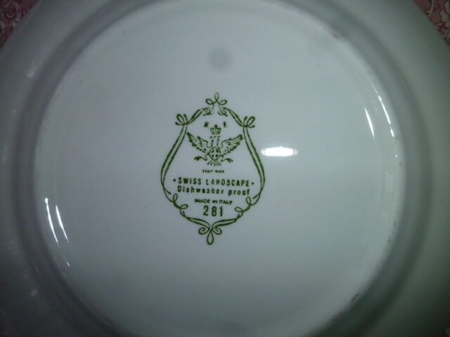 Set of 6 Italian ceramic dessert plates Swiss Landscape