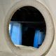 Round mirror in granite perspex, 1970s