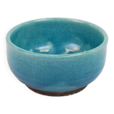 blue ceramic bowl with crackled enamel