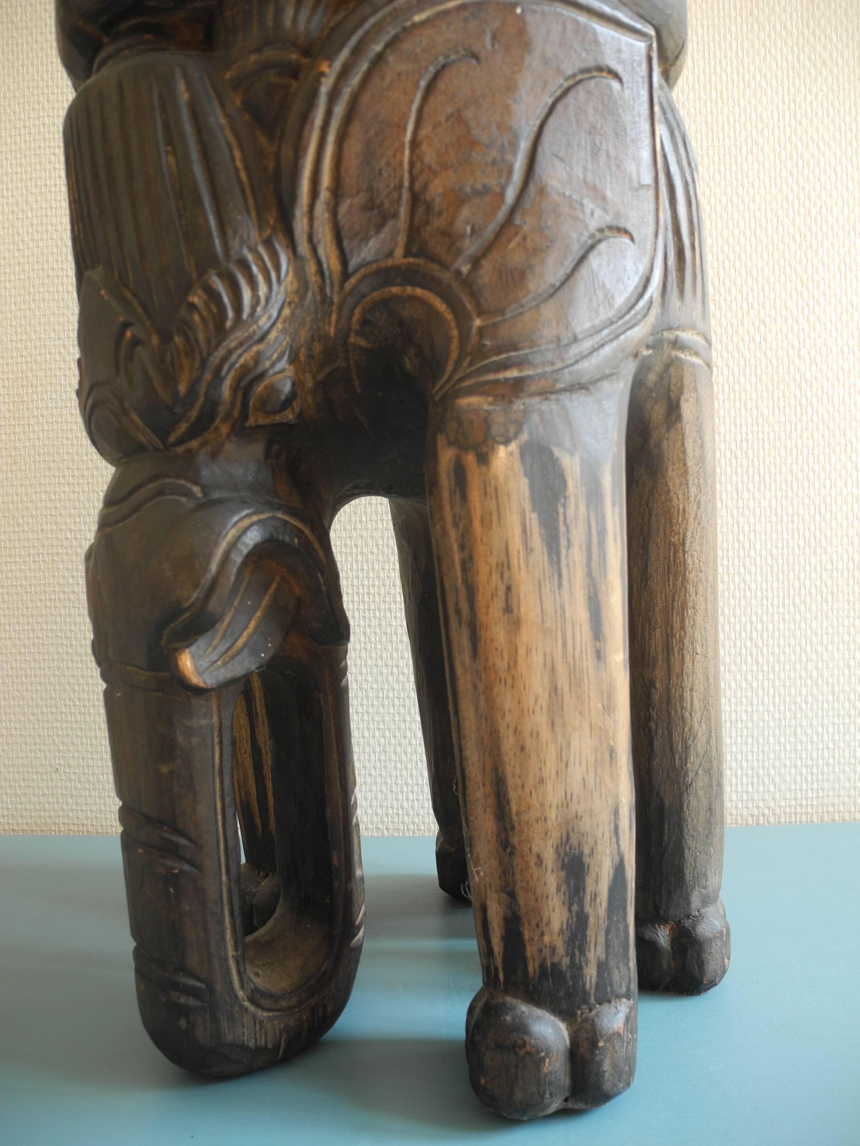 elephant stool plant holder vintage African art 50s