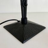 Charles SCHNEIDER art nouveau desk lamp, in glass with signature and hammered metal