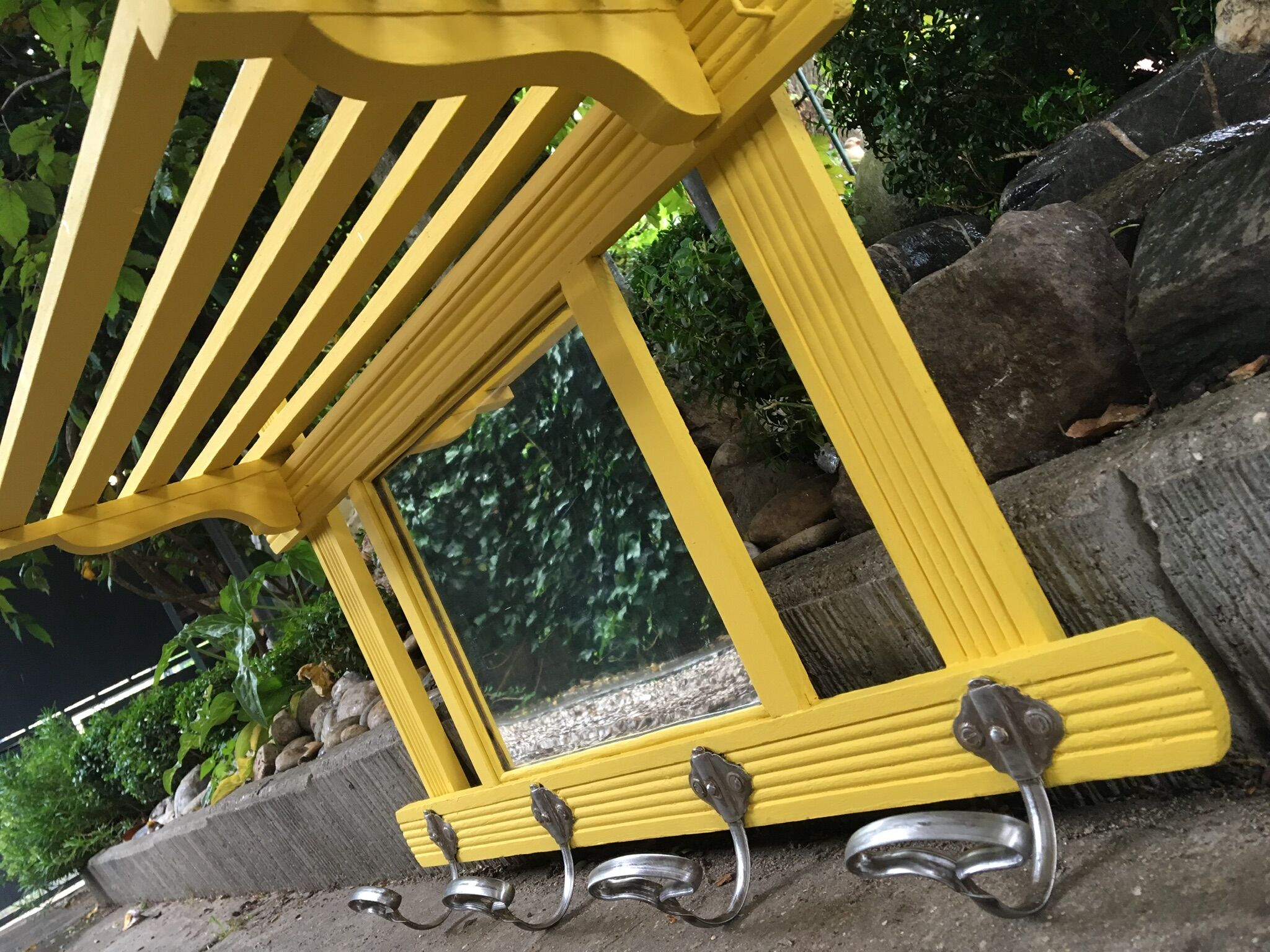 Yellow vintage coat holder