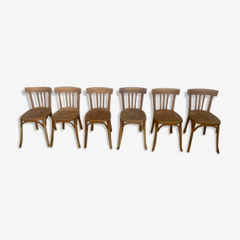 Series of 6 old chairs bistrot bar vintage restaurant BAUMANN