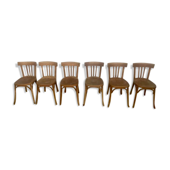 Série de 6 anciennes chaises bistrot bar restaurant vintage BAUMANN