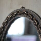 Vintage mirror, wall mirror, oval mirror, wrought iron mirror, brutalist