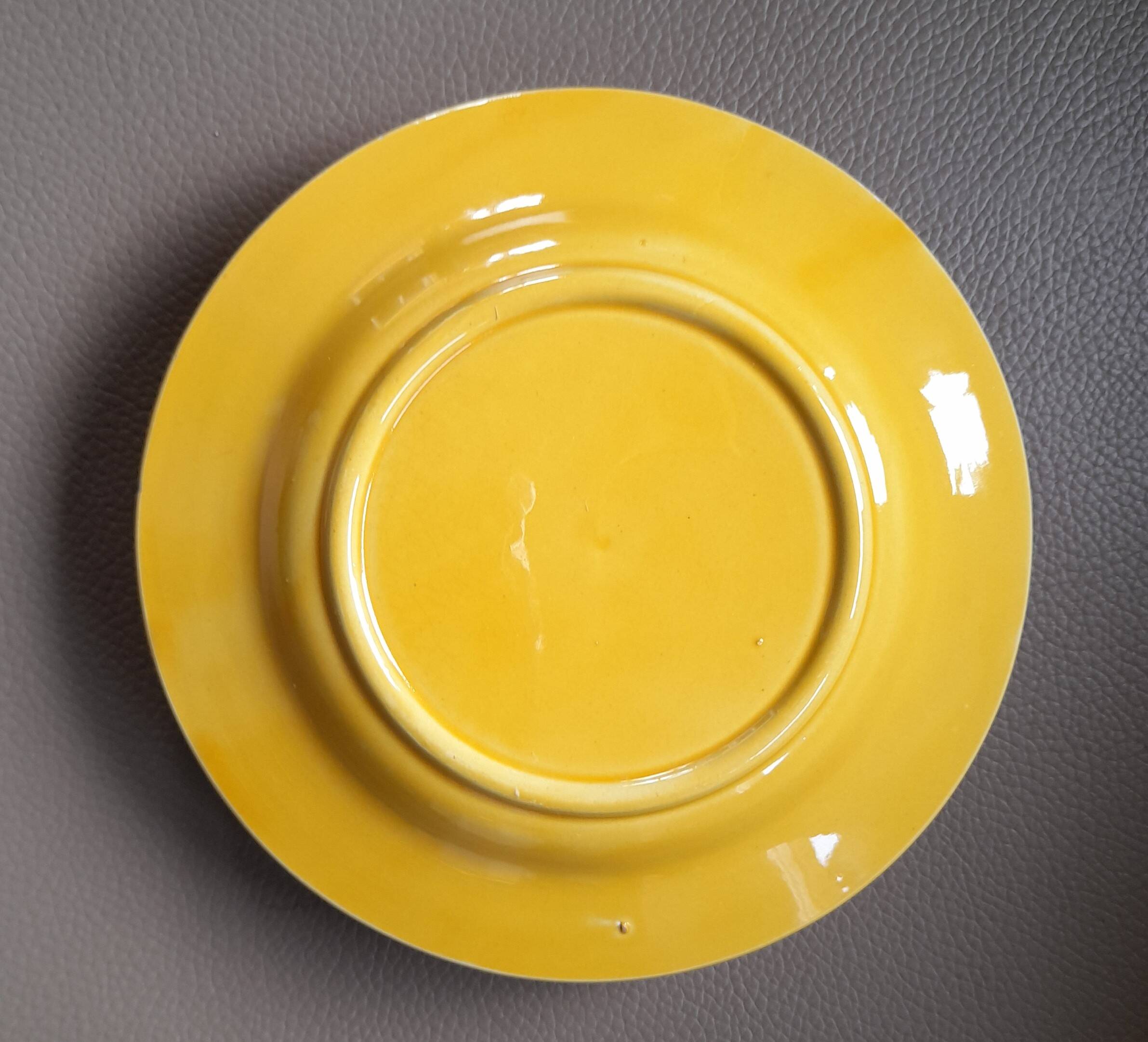 Antique yellow earthenware tea set