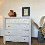 Restored wooden art deco chest of drawers with gilded handles