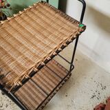 Wicker and vintage black metal trolley