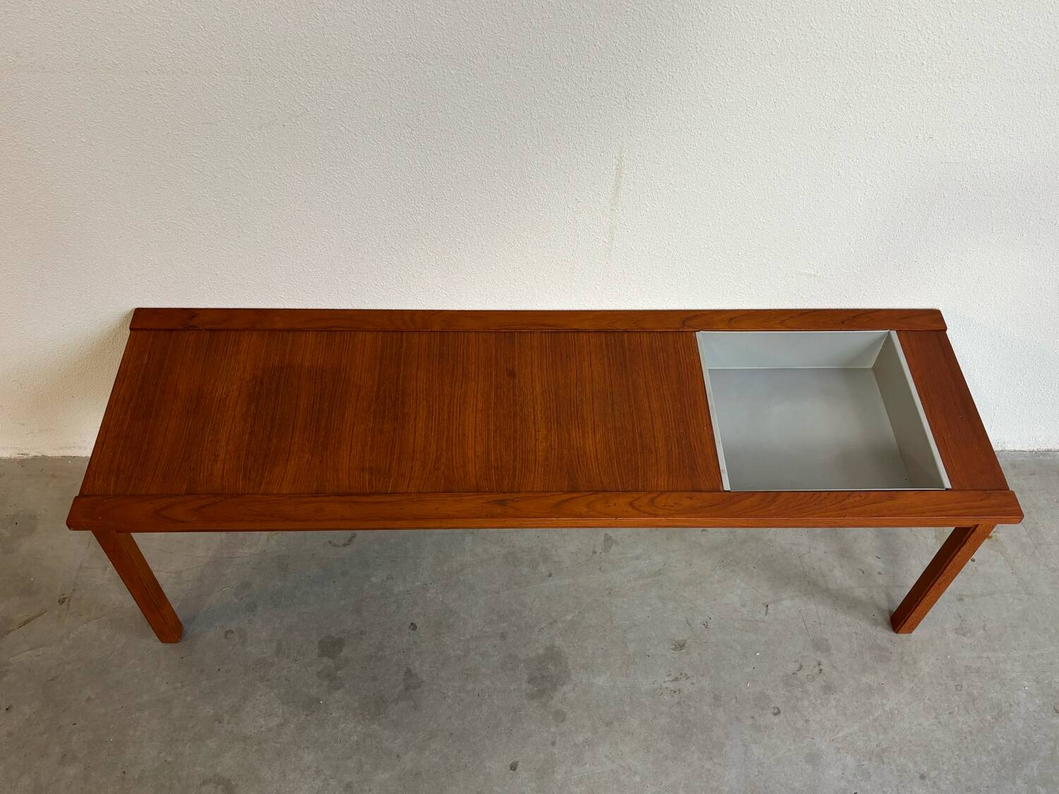 Vintage Danish bench with planter in teak