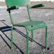 4 stackable garden armchairs wooden slats and metal tubes from the 50s