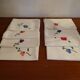 8 serviettes de table brodées fleurs coton métis 40 x 38