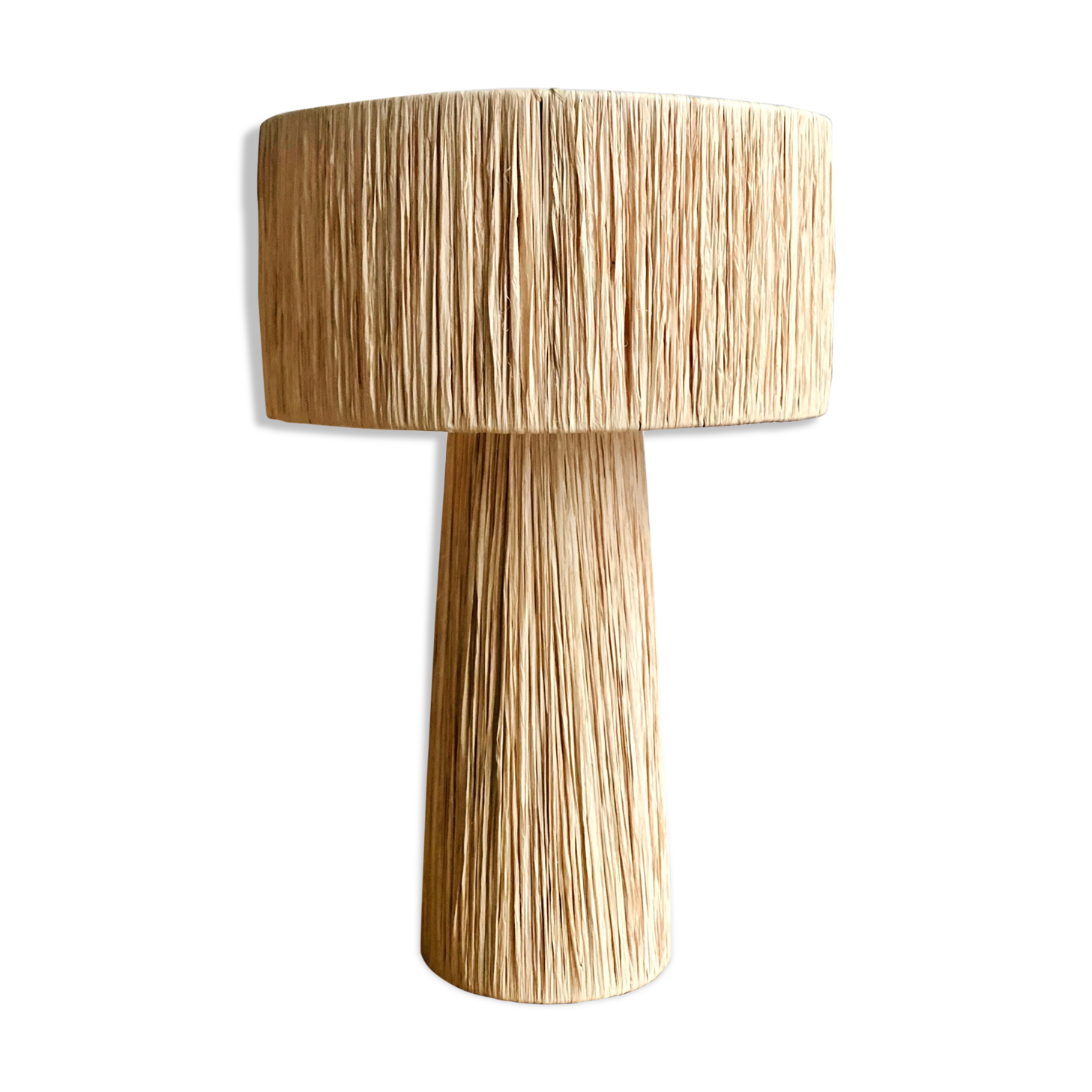 Minimalist bedside lamp raffia size L