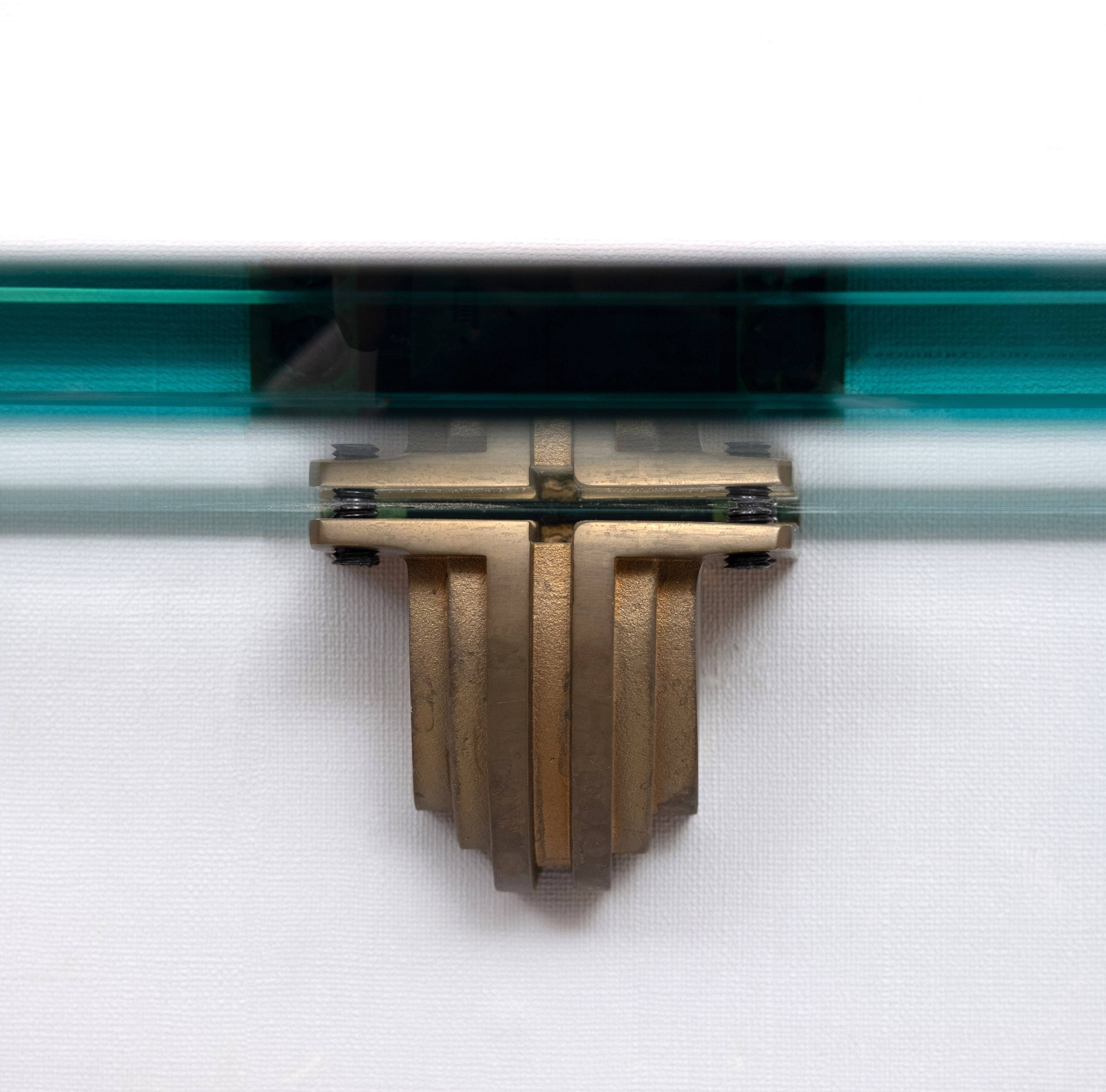 Stunning shelve Glass with Bronze brackets 1970s Peter Ghyczy