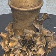 Pair of slip vases, ceramic with golden patina, signed Édouard Gilles.