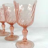 Lot of 4 glasses a wine or water, roses from Arcoroc