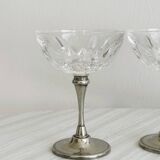 Set of 2 vintage glasses in metal and thick chiseled glass