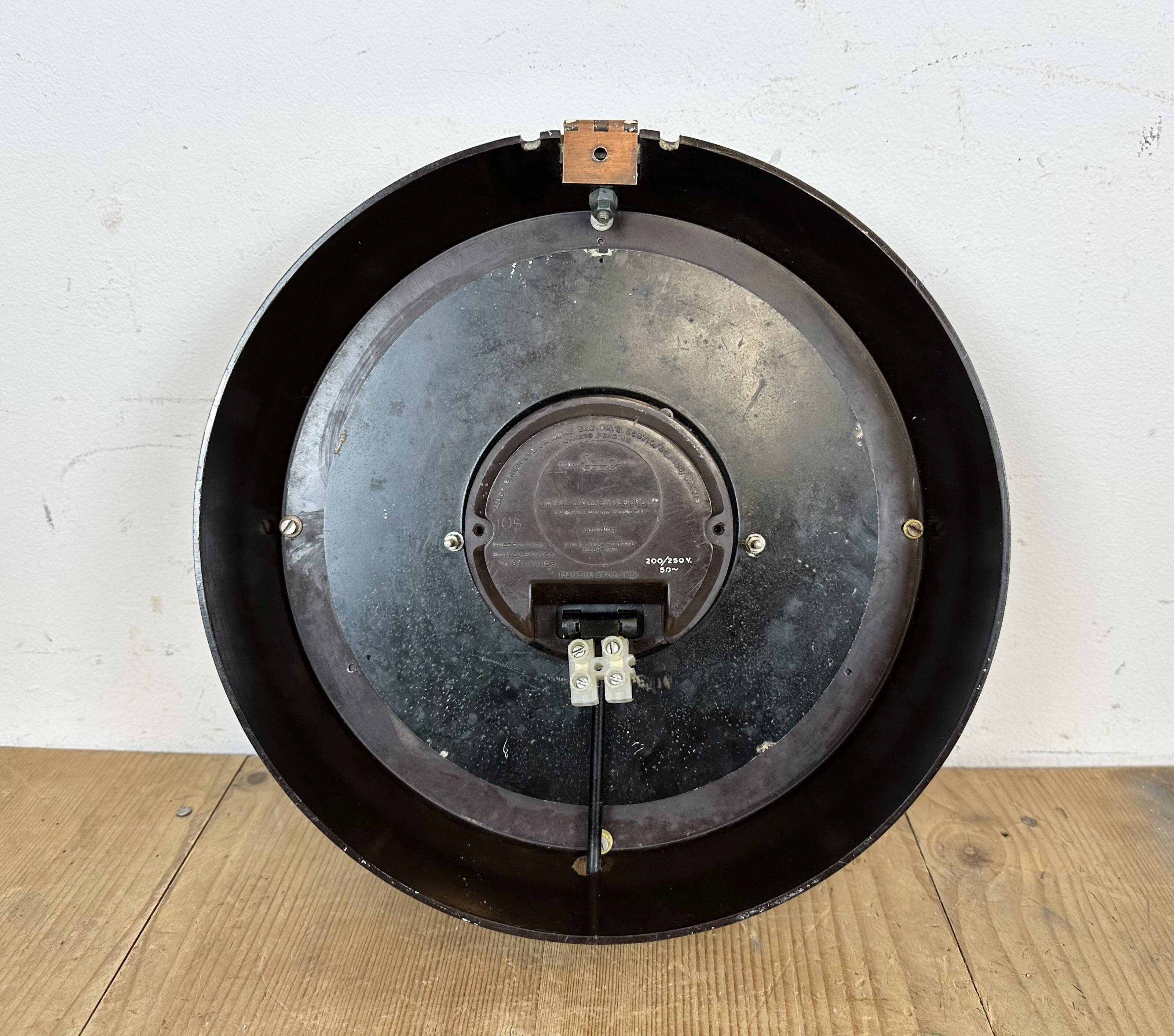 Vintage brown bakelite electric wall clock from smiths sectric, 1950s