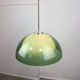 Italian space-age plexiglass green pendant lamp, 70s