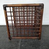 bamboo side table with smoked glass and leather bindings