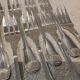 12 silver-plated metal cake forks by silversmith Cailar Bayard, shell design
