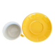 Apilco yellow and white porcelain chocolate cup and saucers