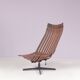 Lounge chair Rosewood with black metal cross base Hans Brattrud 1960s