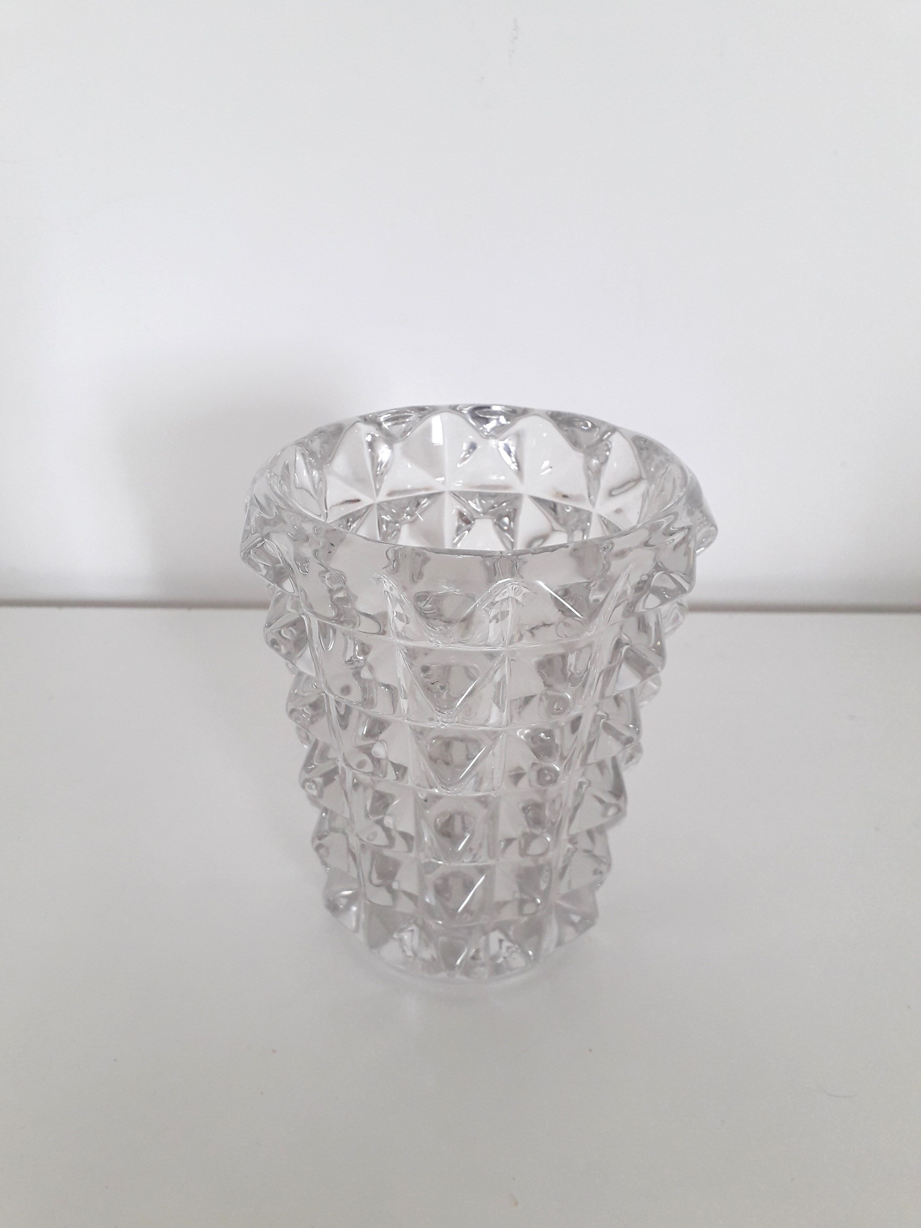 Vintage vase - Diamond tip glass - 1960