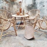 Rattan armchairs and table