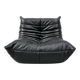 French Togo lounge chair in black leather by Michel Ducaroy for Ligne Roset, 1970s