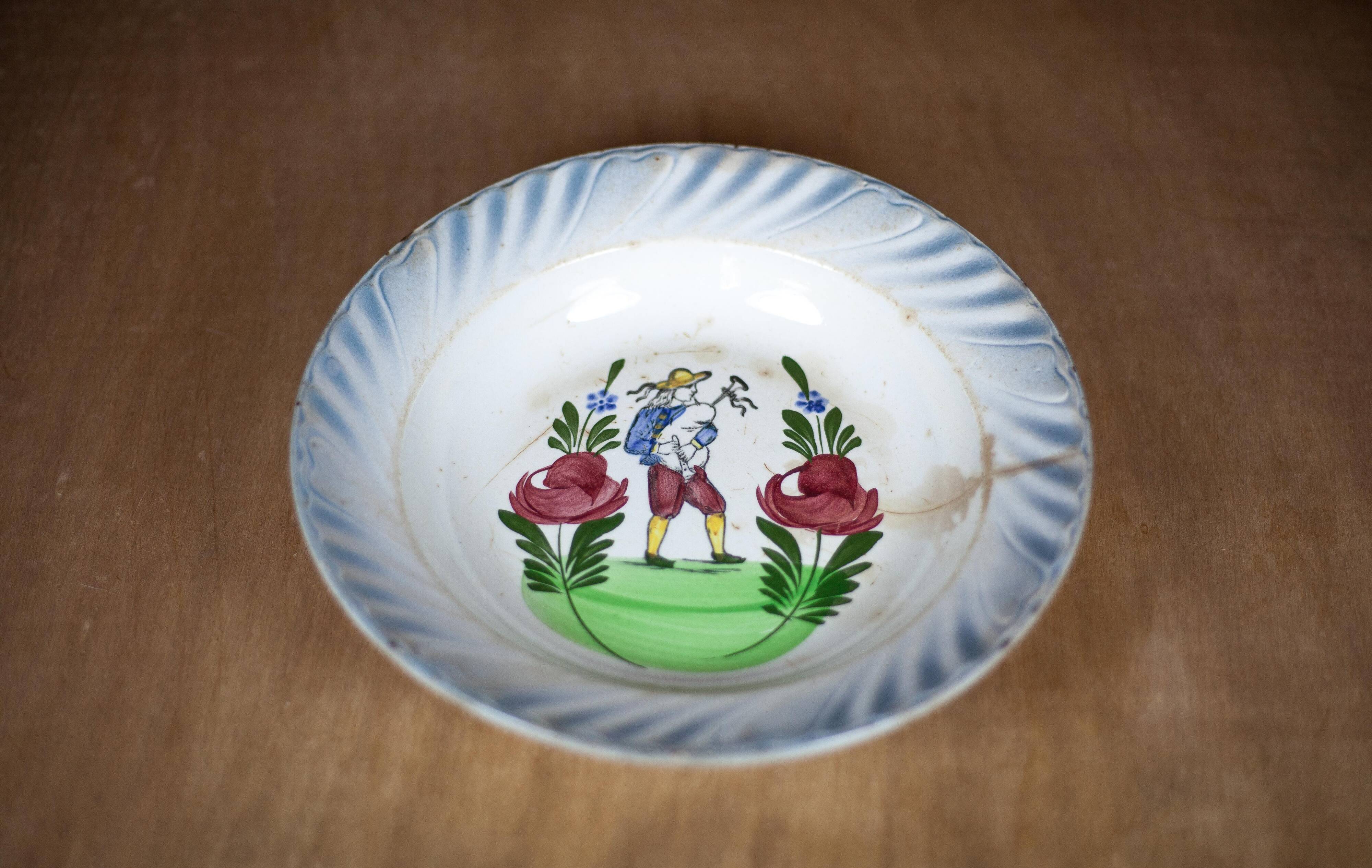 Ceramic dish, St Amand porcelain dish, hand painted plate, tableware
