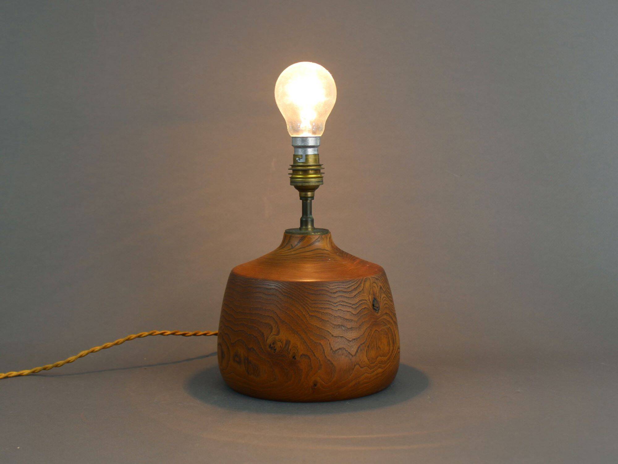 Vintage 50s solid elm wood lamp base