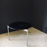 Midcentury Modern Leather Tripod Stool by Uno & Östen Kristiansson for Luxus, Sweden, 1960s