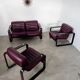 Sofa set and 2 vintage leather armchairs designed by Albert Stoll Giroflex 1970s