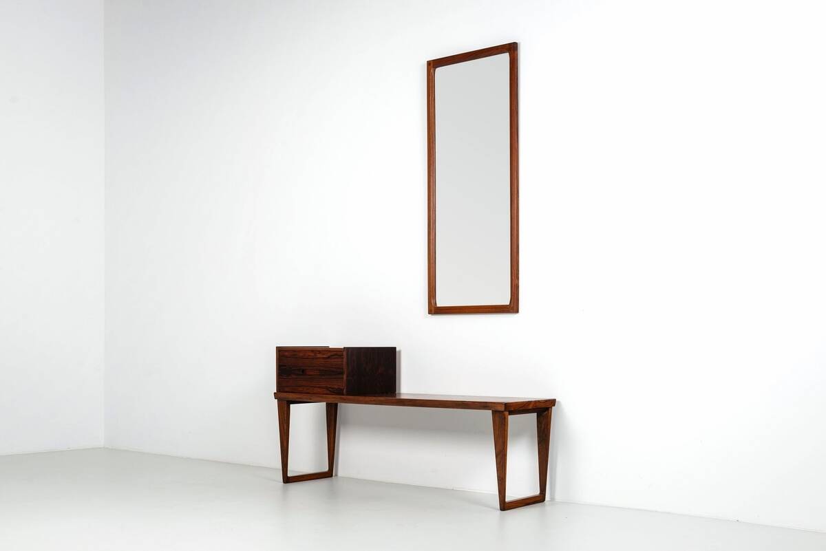 Kai Kristiansen bench and mirror rosewood Aksel Kjersgaard Denmark 1960