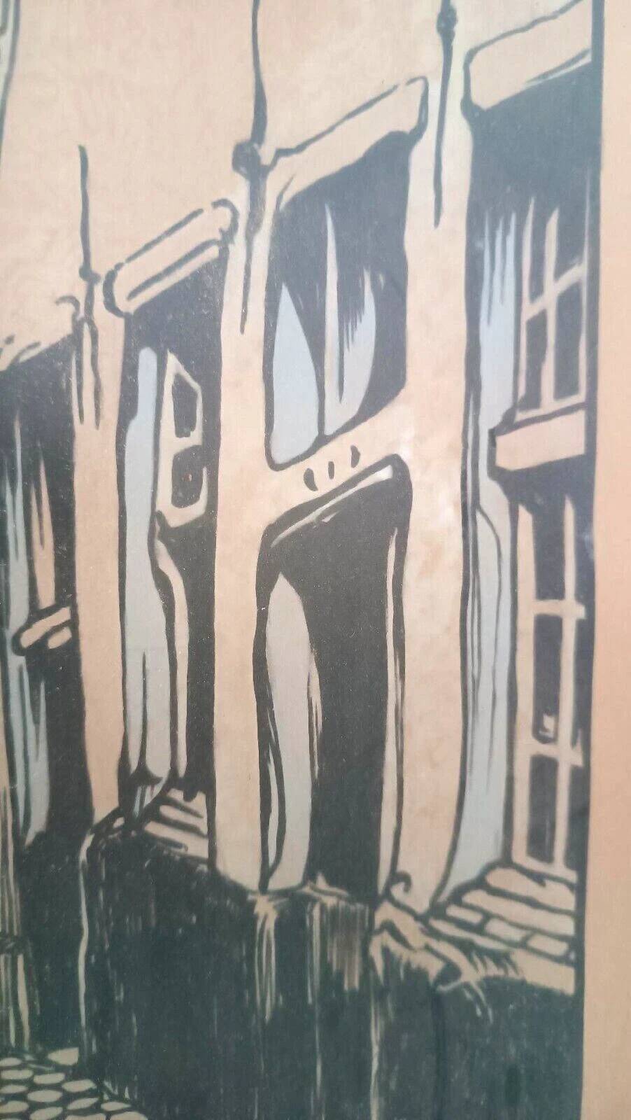 Gravure flamande peinte à la main signée R.VERHULST 1943