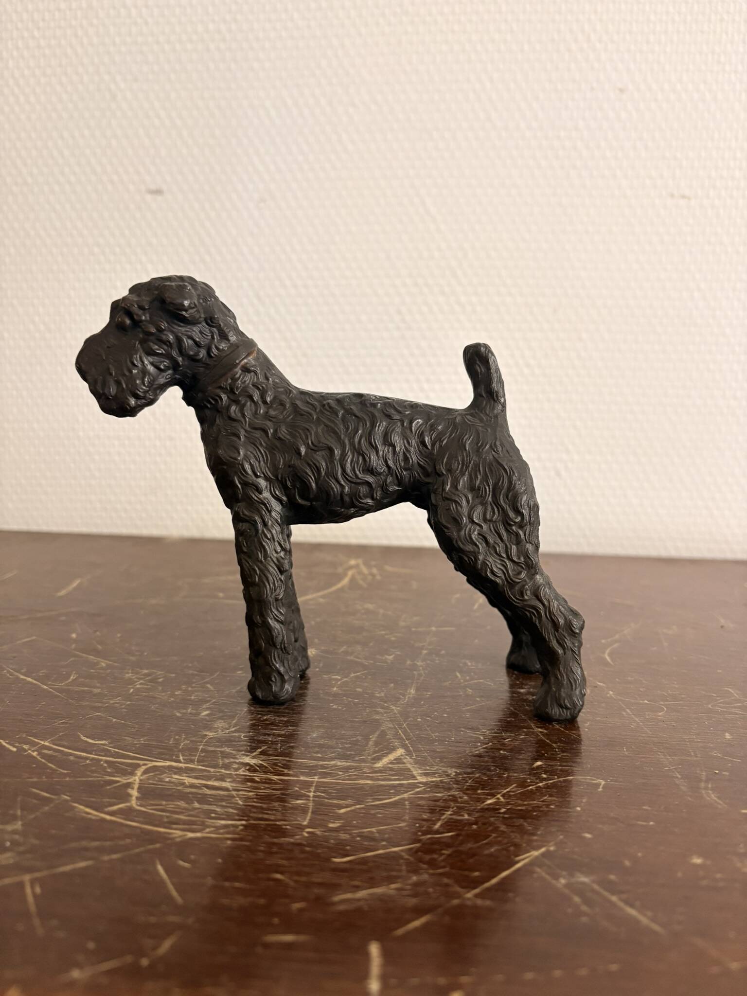 Antique Sculpture Airedale Terrier Welsh Regule Art Deco 1930