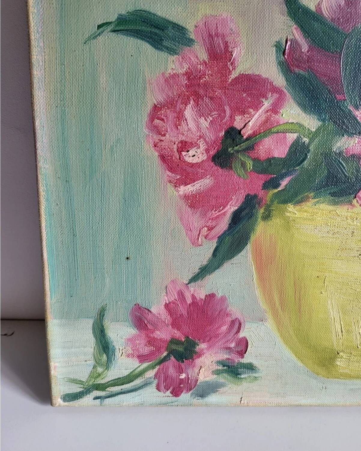 Tableau huile sur toile bouquet de fleurs, XXème