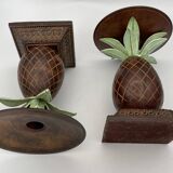 Pair of vintage bronze pineapple candlesticks