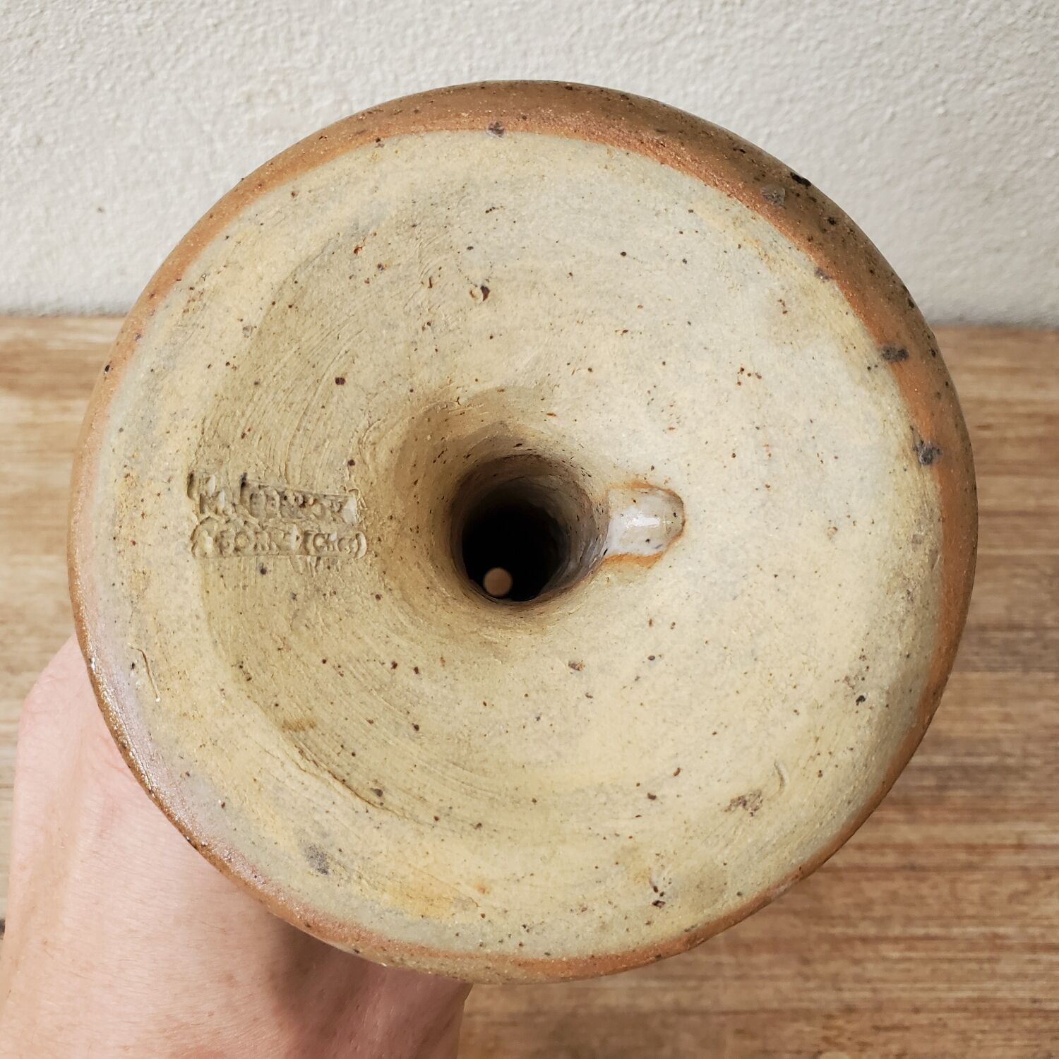 Large La Borne candle holder in sandstone signed