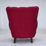 1960s, Danish armchair, furniture wool, beech wood logs.