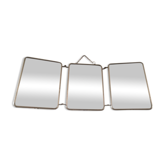Miroir triptyque de barbier design années 50/60