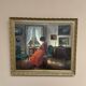 Scandinavian Oil on Canvas – Interior Scene by Bente Berg – Vintage