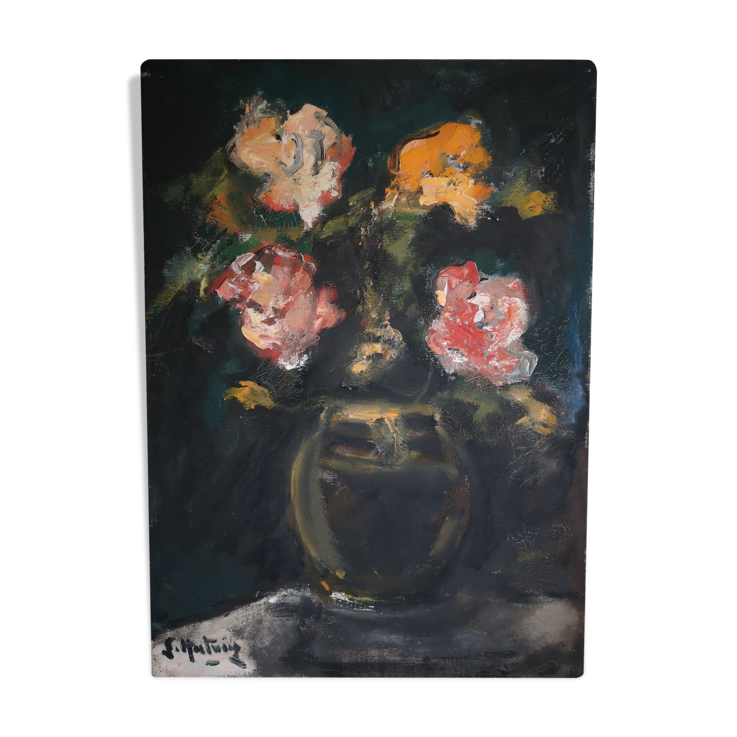Painting painting old still life flowers signed