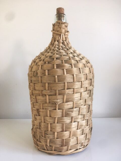 Demijohn old dress in vintage rattan