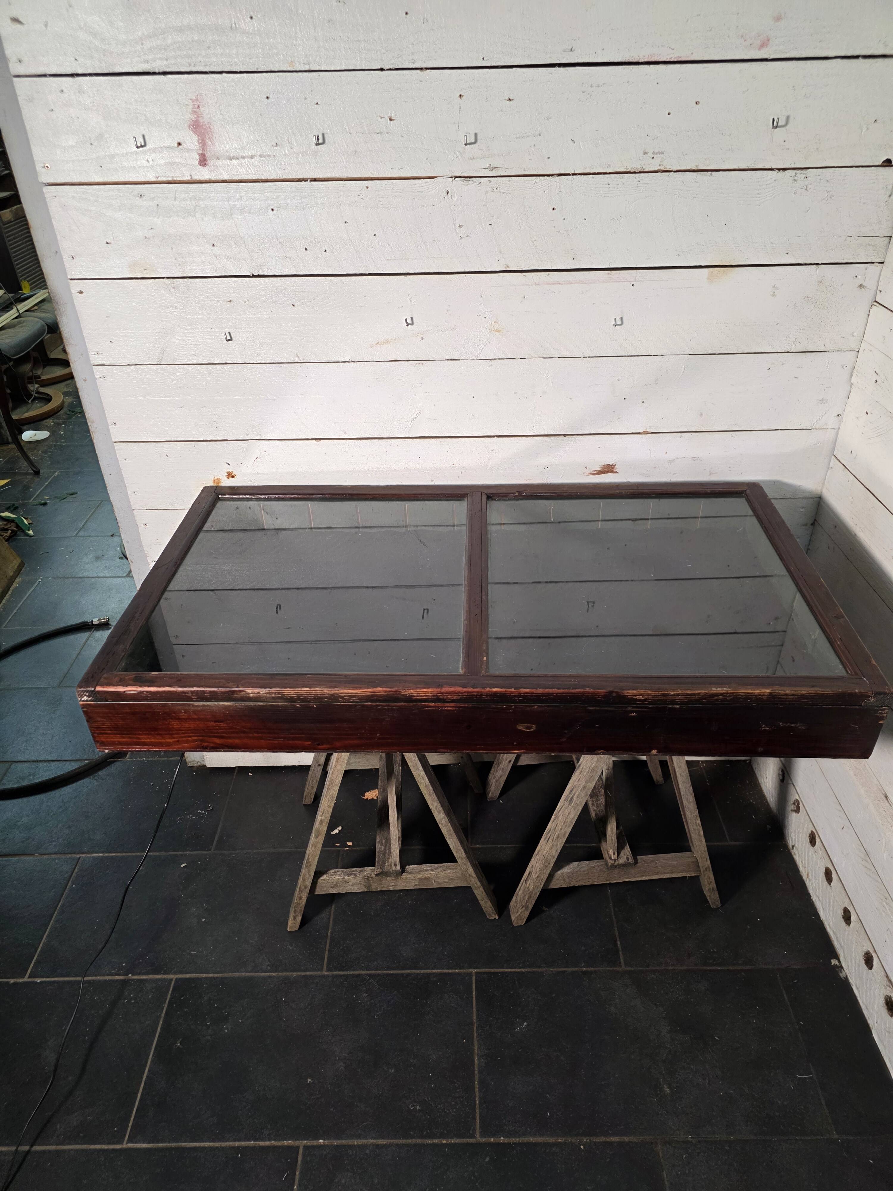 Antique wooden shop display cabinet