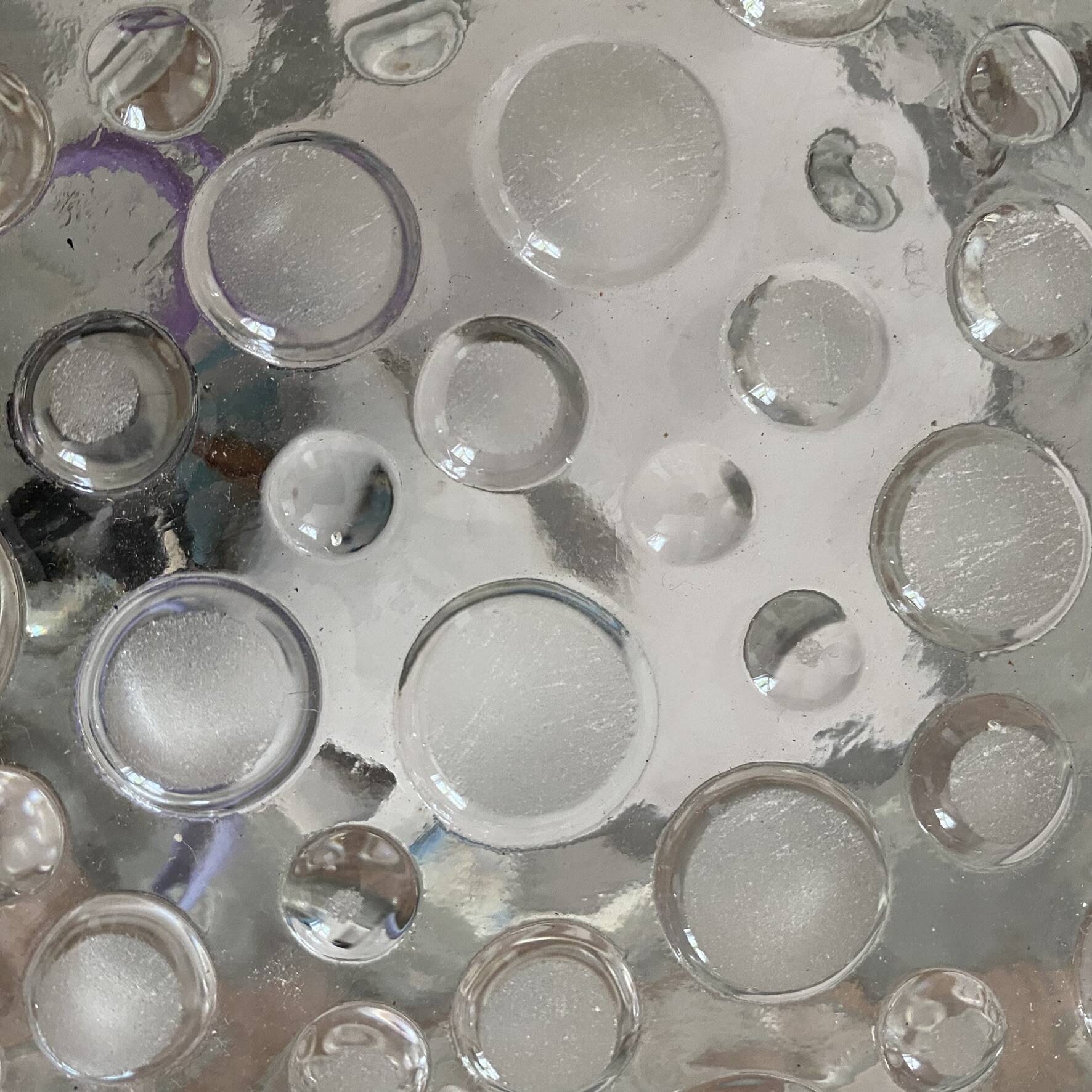 Plafonnier vintage carré en verre reliefs bulles