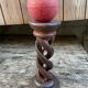 Turned wooden candle holder