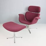 Pierre Paulin Purple Lounge Chair "Big Tulip" F551 & Ottoman, 1960's