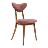 Heart-shaped chair in plum velvet and beech wood, Europe, 1960s