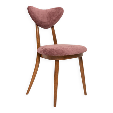 Heart-shaped chair in plum velvet and beech wood, Europe, 1960s